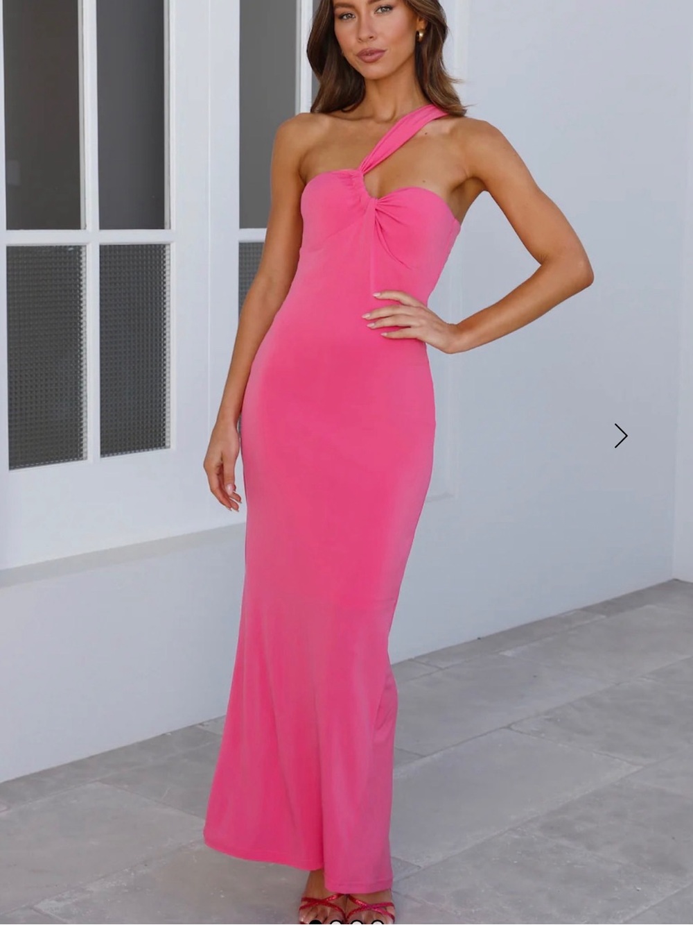 Hello Molly Fuchsia One-Shoulder Twist Gown